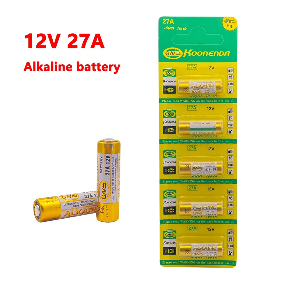 5pcs 27a 12v Alkaline Battery For Doorbell Walkman Car Alarm Remote