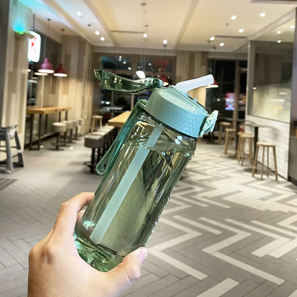 Large Capacity Sports Water Bottle With Strawer Plastic Cup Leakproof Bottles Outdoor Gym Sports Transparent Water Cup 650/750ml