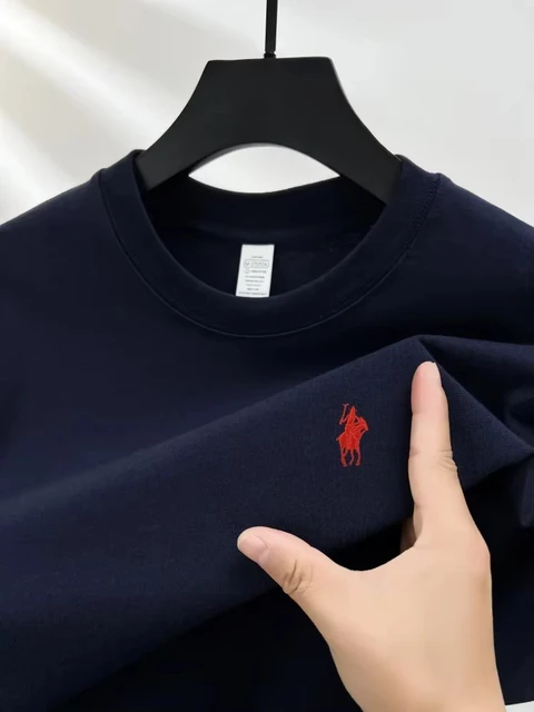 T-shirt pour homme à manches courtes et col rond 100% coton pur. Top respirant exquis de marque de luxe, best-seller de l'été, en tissu poney. 1