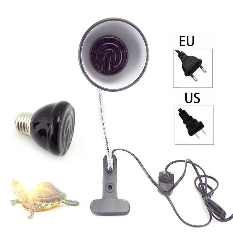 2pcs 220V Pet Reptile Heat Lamp turtle warm light Kit Clip holder E27 Holder Heating Lamp Tortoises Basking lighting C1