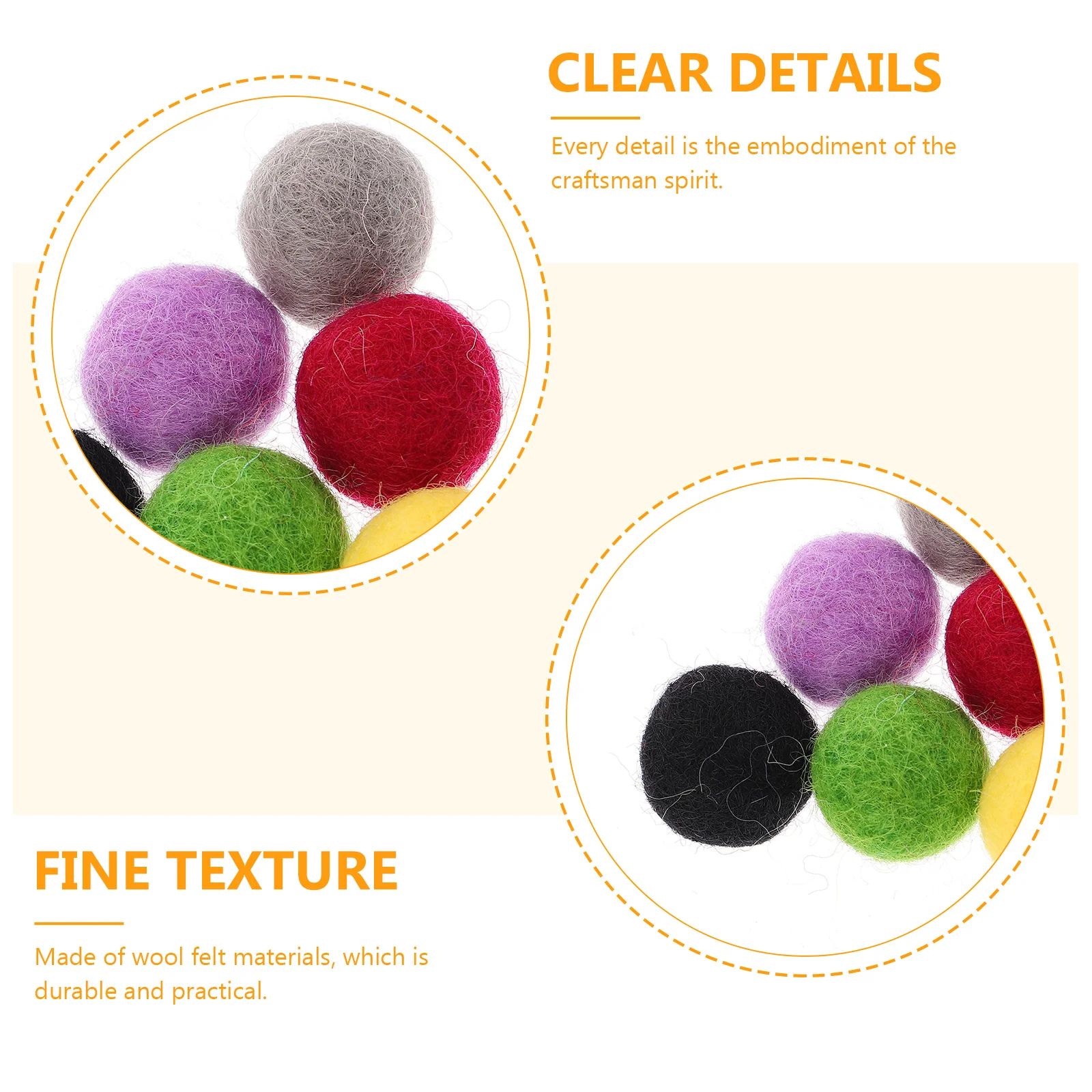 Wool Ball Diy Pompom Felt Yarn Balls Garland Decor Puff for Kids Clothes Materials 100 Pcs 2 Cm