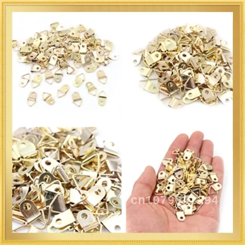 

Wholesale Hanging Picture Mirror Frame Hooks Hangers: 100 Golden Triangle D-Ring Oil Painting Pieces