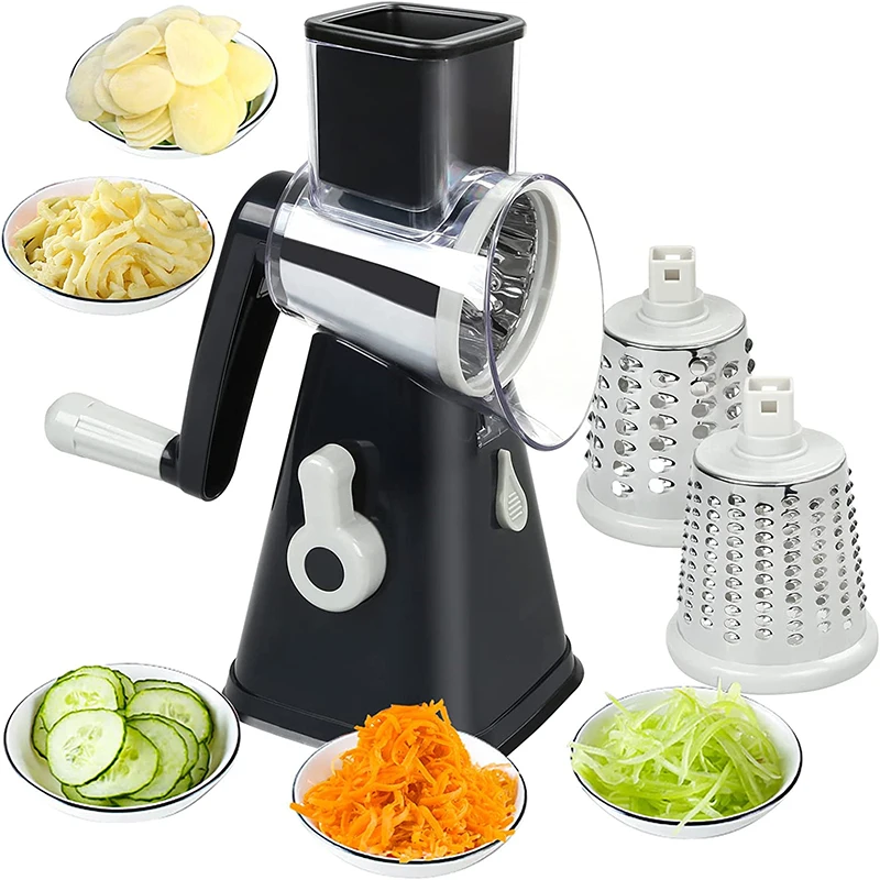 LMETJMA Rotary Cheese Grater with Handle Manual Vegetable Graters Shredder Slicer Nuts Grinder with Strong Suction Base JT122