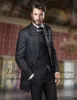 Italian Black Stand Collar Wedding Suits For Men Slim Fit Jacquard Groom Tuxedos 3 Pieces Floral Male Prom Blazer Costume Homme 1