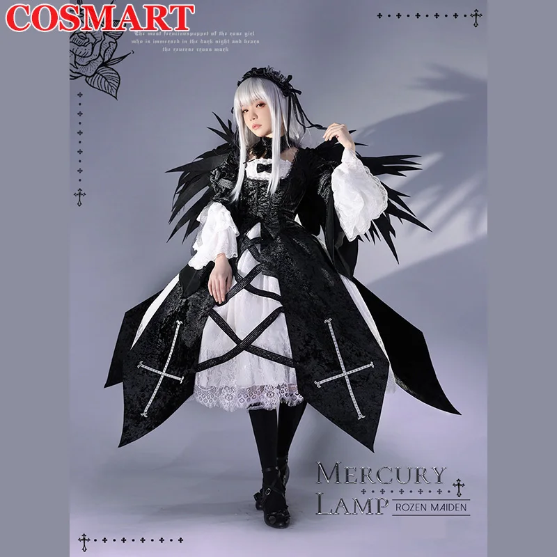 

COSMART Rozen Maiden Suigintou Gorgeous Gothic Lolita Uniform Dress Cosplay Costume Halloween Party Outfit For Women New