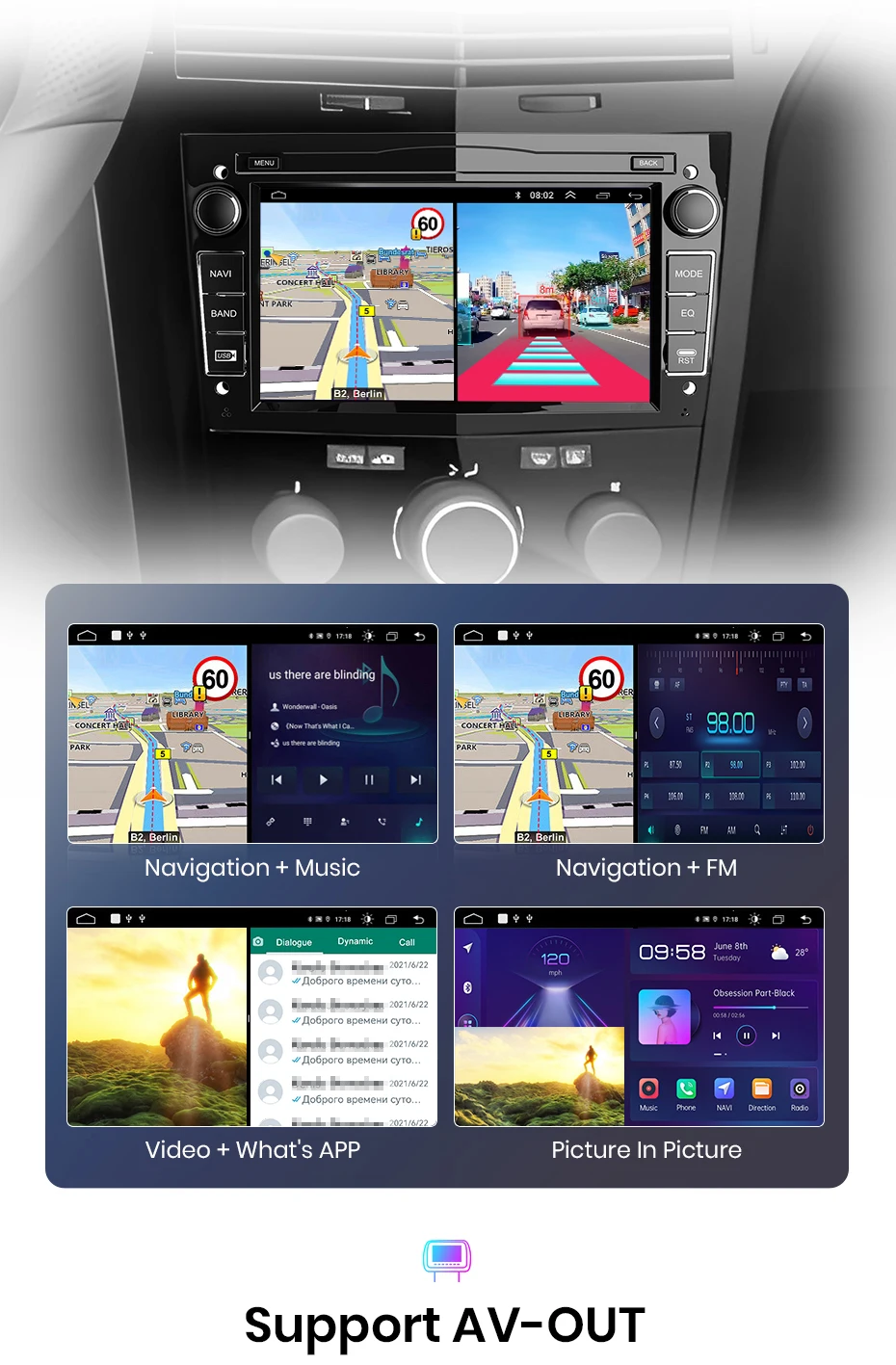 Junsun 7 Zoll Universal Autoradio für Opel Astra H J Vectra Vauxhall Antara Zafira Corsa C D Vivaro Meriva CarPlay Android Auto Multimedia Typ-C Optionaler Kühlventilator GPS SWC BT FM RDS DSP IPS Bildschirm Auto Intelligente Systeme KI-Sprachsteuerung 4G WiFi 8-Kern – Detail 20