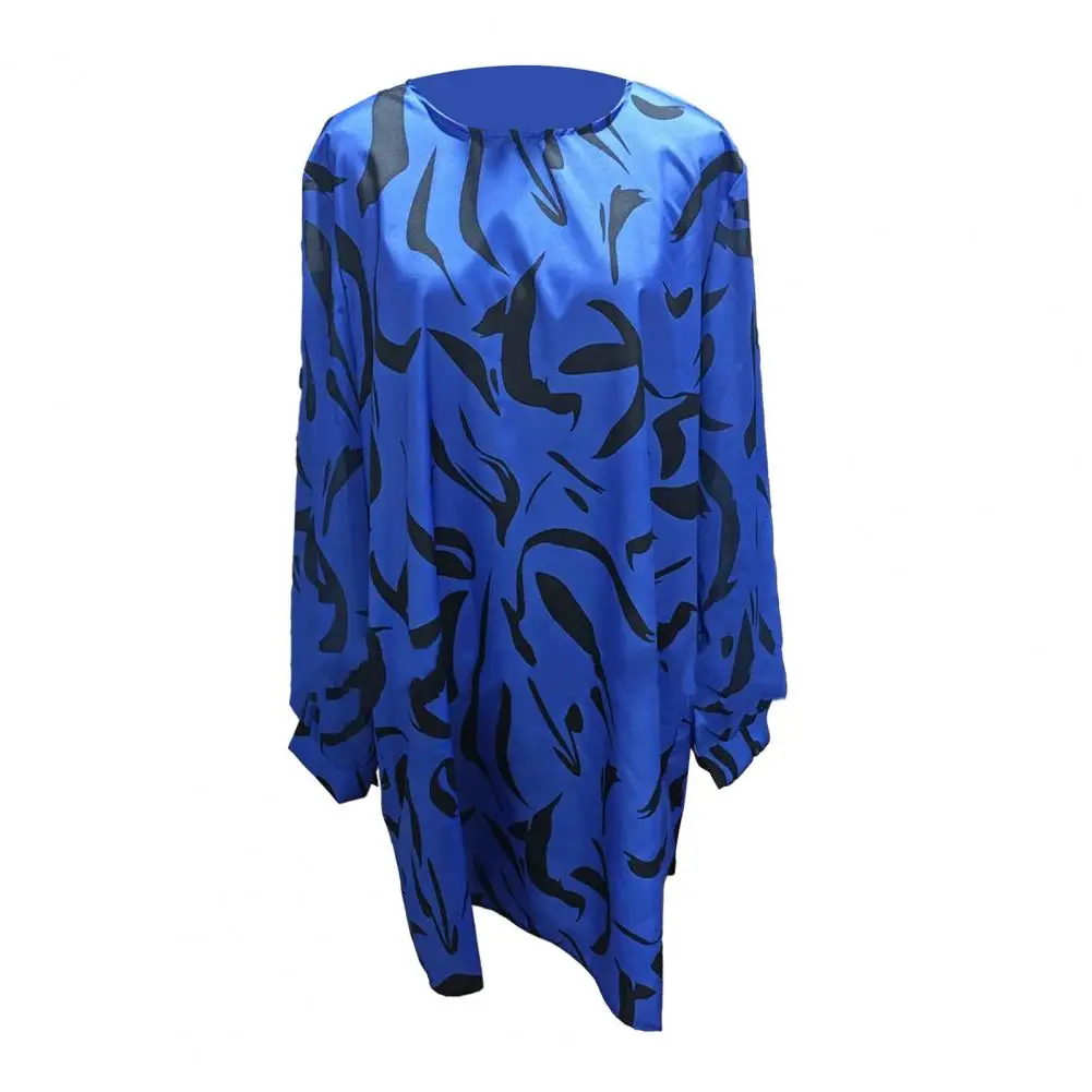 

Loose Mini Dress Vintage Geometric Printed Party Dress Elegant Loose O-neck Long Sleeved Commuting Dress for Women Elegant Loose