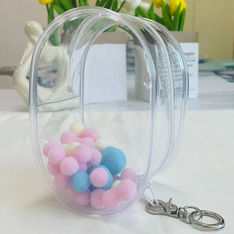 

10/15/16/20CM PVC Doll Storage Bag Miniature Doll Bag Keychain Jewelry Box Wallet Hanging Bag Mini Transparent Bag with Ball