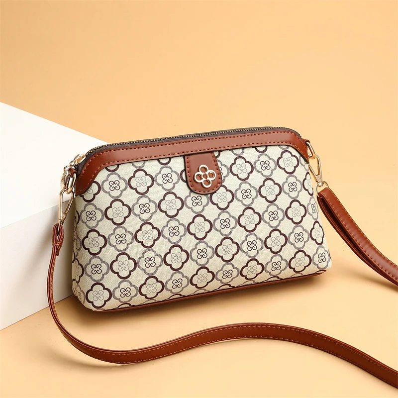 Women Small Shoulder Crossbody Bag Summer Phone Bag Lady Versatile Casual Shell Top Layer PU Leather Handbag