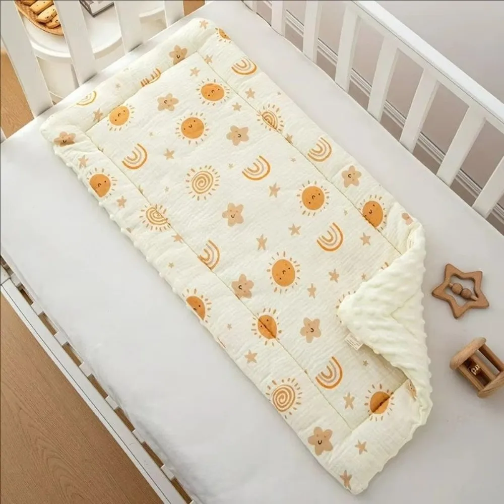 Washable Cartoon Baby Stroller Cushion Rainbow Flower Trolley Mattress Soft Square Baby Seat Cushion Seat Liner