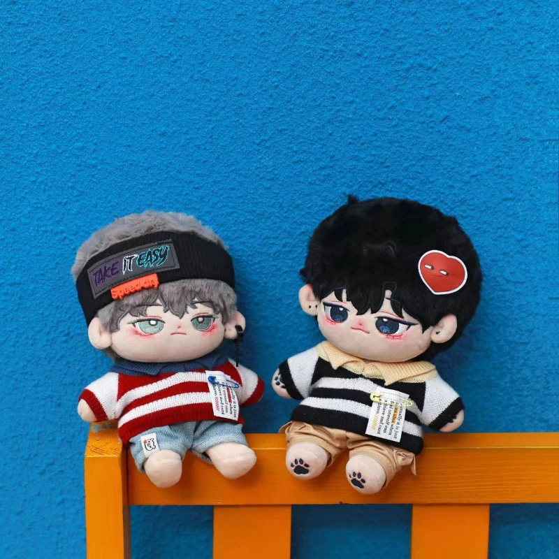 

Handmade 20cm No Attribute Doll Clothes Plush Dolls Outfit Handsome Hairband Contrast Sweater Dolls Accessories Cos Suit