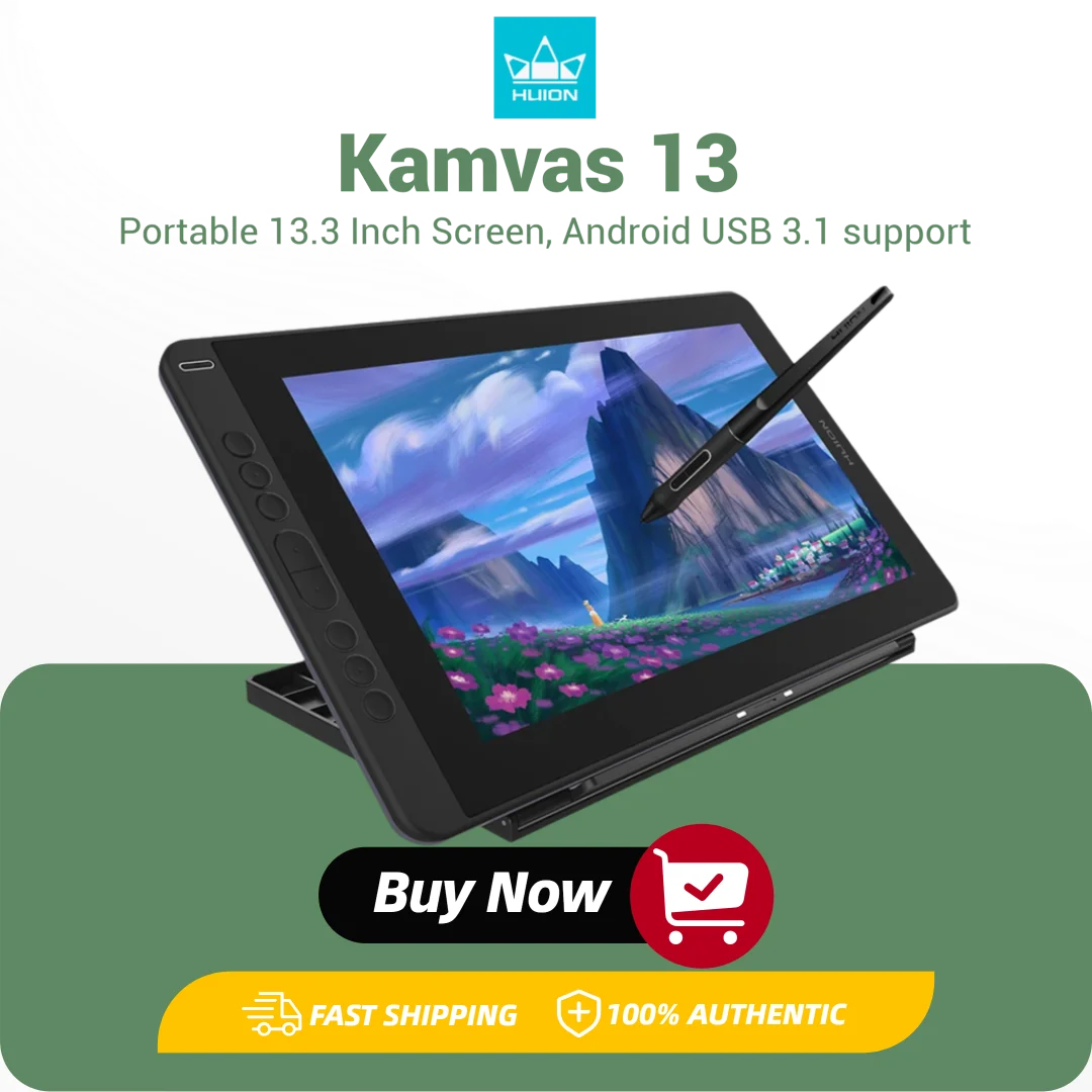 Huion Kamvas 13 Graphics Tablet Monitor AG Glass Pen Display Drawing Screen 8192 Battery-free Stylus for Android Windows MacOS