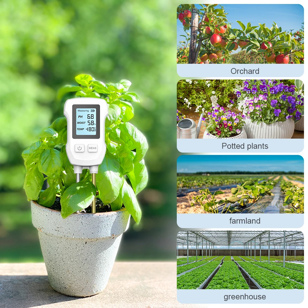 3 in 1 Digital LCD Soil Meter Temperature Humidity PH Meter with Backlight Plant Measuring Instrument for Flower Plants Garden 4