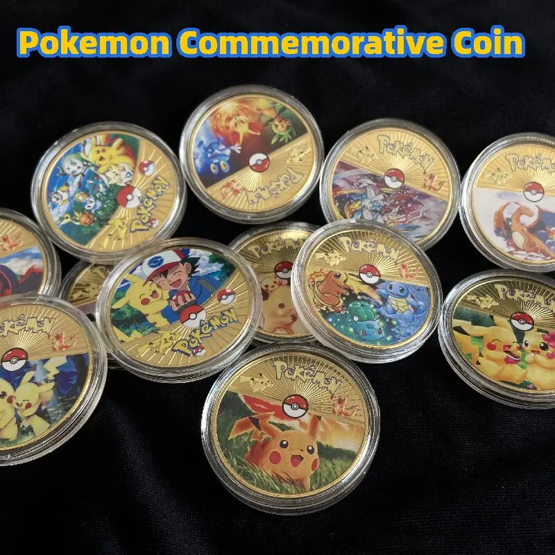 

Pokemon Anime Gold Plated Gold Coin Game Commemorative Coin Pikachu Mewtwo Charizard Gold Coin Game Collection Childrens Gift