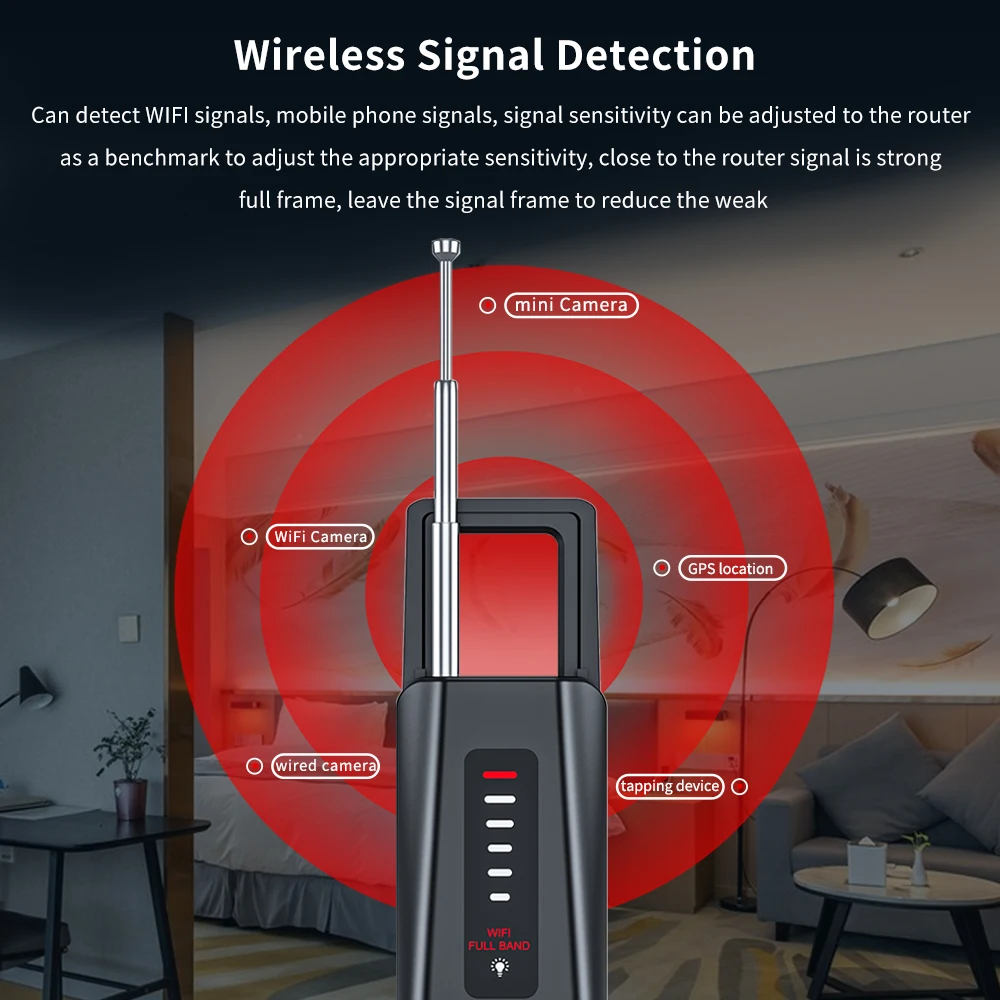 T011 Hidden Devices Detector Anti Candid Camera RF Signal Scanner GPS Bug Finder for Hotel Travel 6