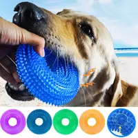 Pet Dog Toys Puppy Sounding Toy Molar Squeaky Tooth Cleaning Ring TPR Training Pet Teeth Chewing Toy Thorn Dog  Accessories 1