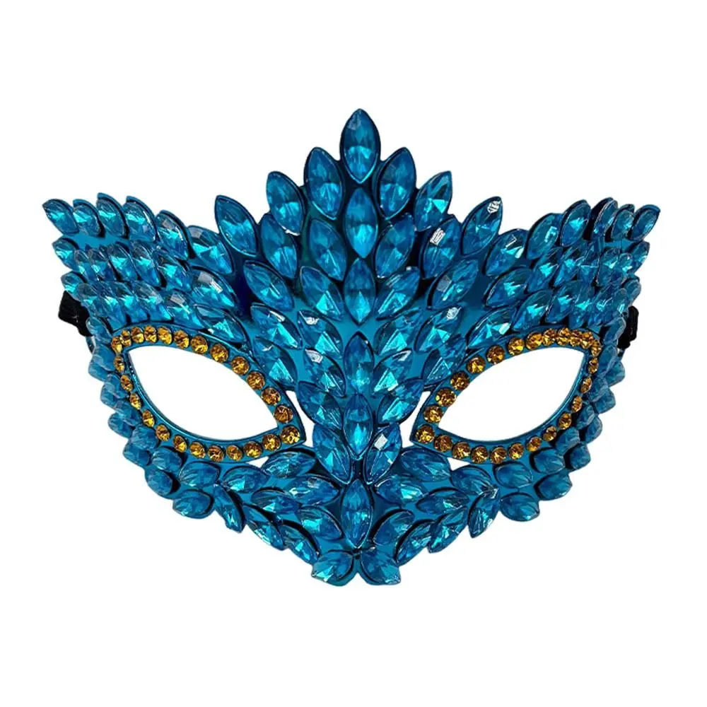 Glänzende Acryl-Kristall Halbgesichtsmaske Vollschmuck Modische Sexy Maskerade-Maske Luxuriöses Design Handgefertigte Maskerade-Rave-Maske – Detail 2