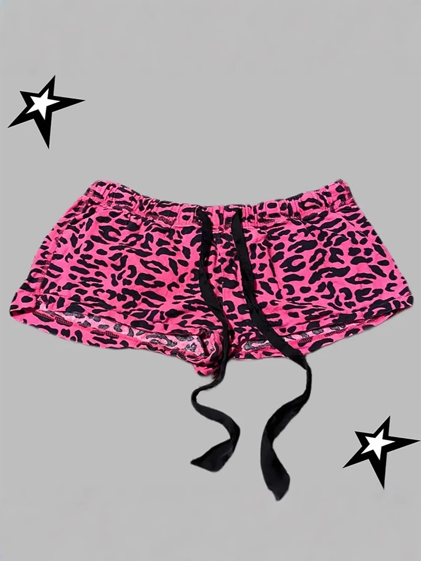 Summer fashion new leopard print waist cinched fashionable shorts with elastic slim fit basic casual hot pants 1