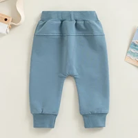 Infant Newborn Baby Boys Sweatpants, Elastic Waist Drawstring Solid Fall Trousers with Pockets for Casual Daily 0-3T 6