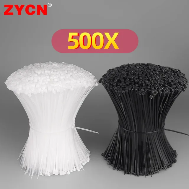 500/200/100Pcs Plastic Nylon Cable Ties Self-locking 1.9/2.7mm Cord Straps Adjustable Fastening Loop Home Office Wire Zip Garden 1