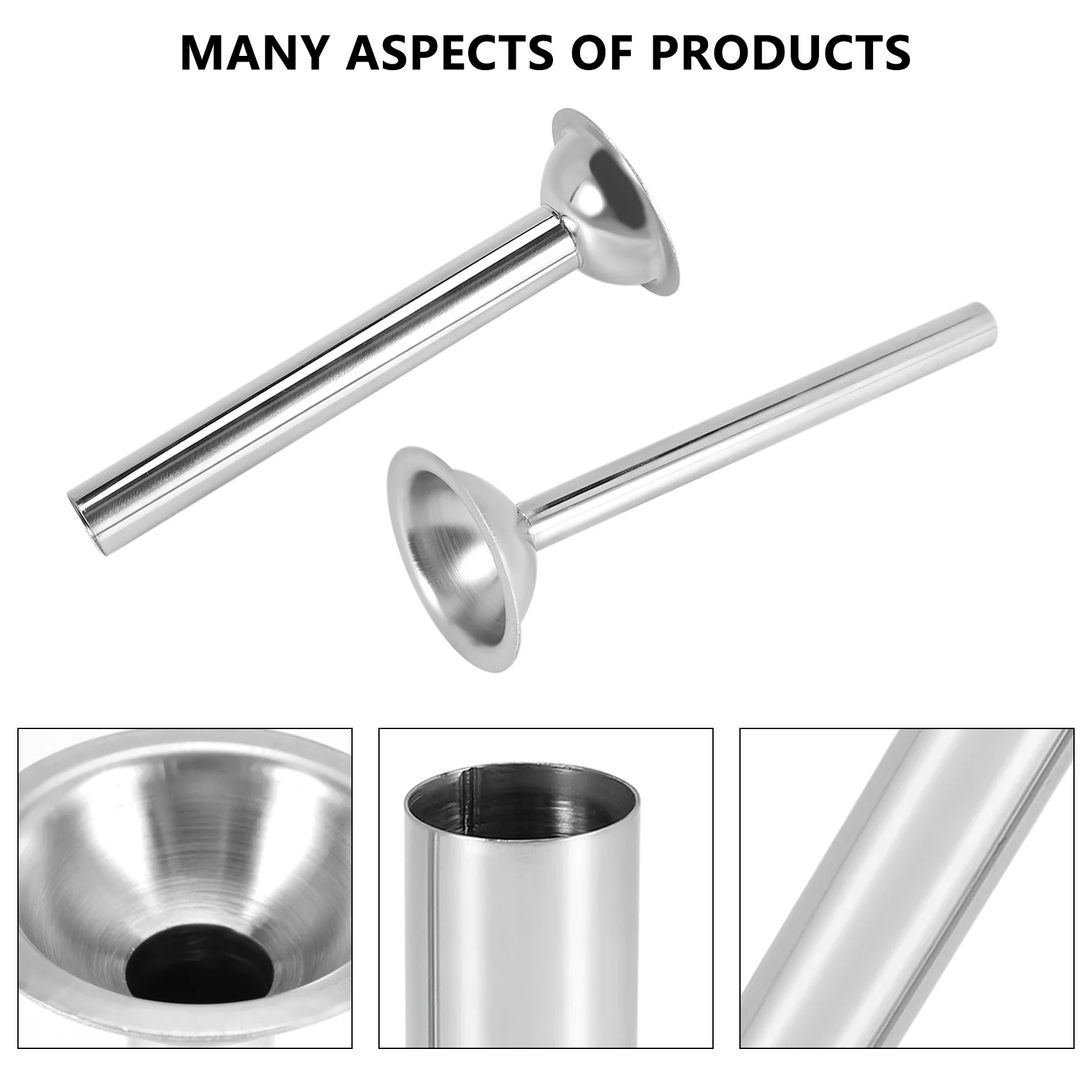 Sausage Stuffer 3Pcs Stainless Steel Filling Tubes Funnels Nozzles Spare Parts Base Diameter:58mm