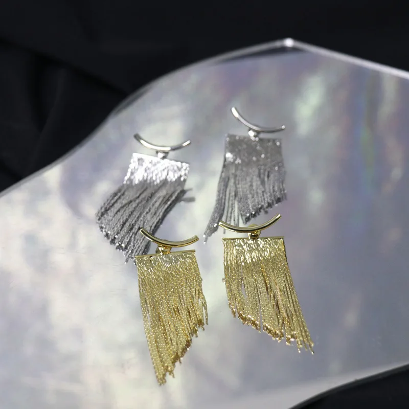 Earrings Long Gold Color Tassel Earrings for Women Wedding Daily Pendant Jewelry Gift