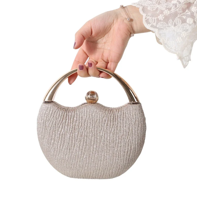 New retro glittering powder portable banquet bag fashion arc dinner bag wedding bag party beaded bag evening bag