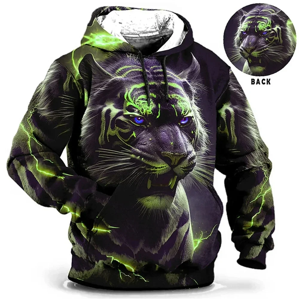 New Golden Tiger 3D Full Print Men's Hoodie Designer Sweatshirts Spring Autumn Long Sleeves Pullover Oversized Harajuku Clothing