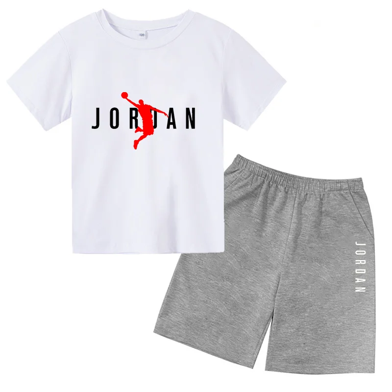 Basketball star Printing Children's T-shirt Tops + Shorts Fashion Leisure Clothing Toddler 3-12 Year Boys Girls Round neck Set Kids Sports Suit
