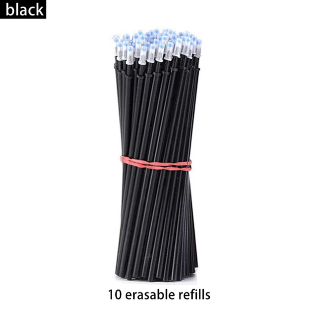 Haile 30 Pcs/set Cute Erasable Gel Pen Ballpoint Pens Rod 0.5mm Refills Blue/Black Ink Washable Handle School Writing Supplies 10 Pcs-black refill