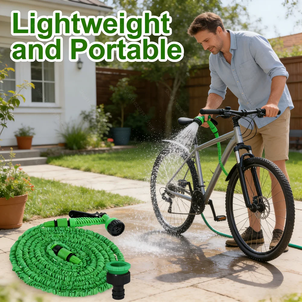 Retractable Magic Hose with High-Pressure Water Gun for Car Washing Garden Watering Multi-Function Cleaning Sprayer for Outdoor 5