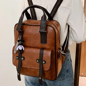 Zaino da donna e da uomo zaini in pelle per giovani di alta qualità per borsa a tracolla per scuola adolescente zaino mochila cartella in tinta unita