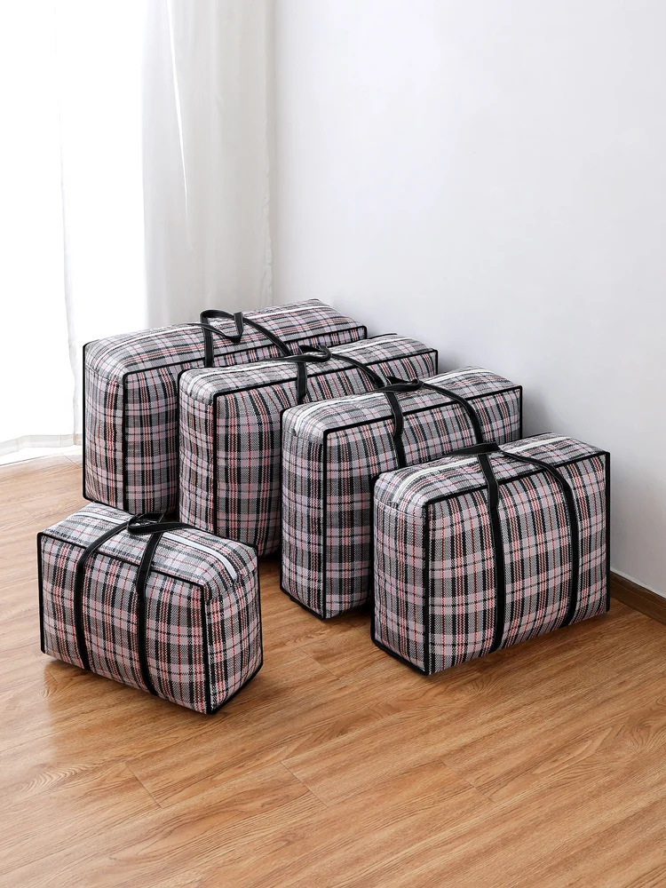 1PC foldable large capacity woven bag cotton quilt storage bag moving bag clothing storage mobile box replacement 5
