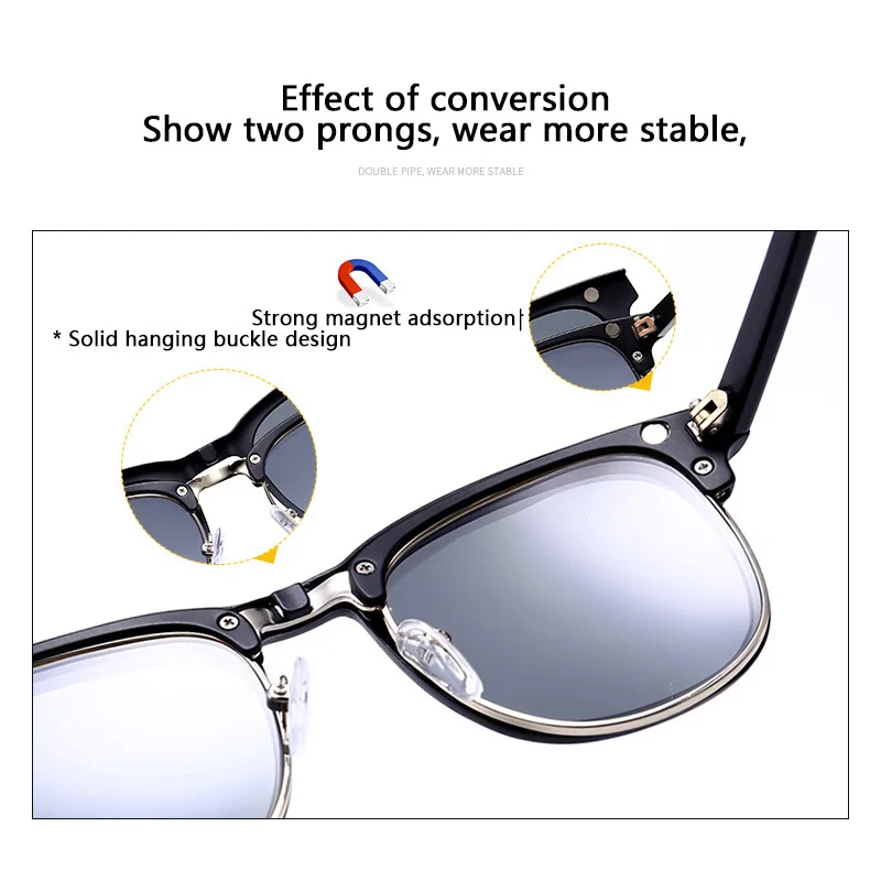 2218 In Magnetic Polarized Clip On Sunglasses Women Men