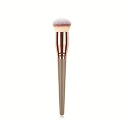Midnight Black Wooden Handle Makeup Brush for Seamless Application and Blending (Brown)