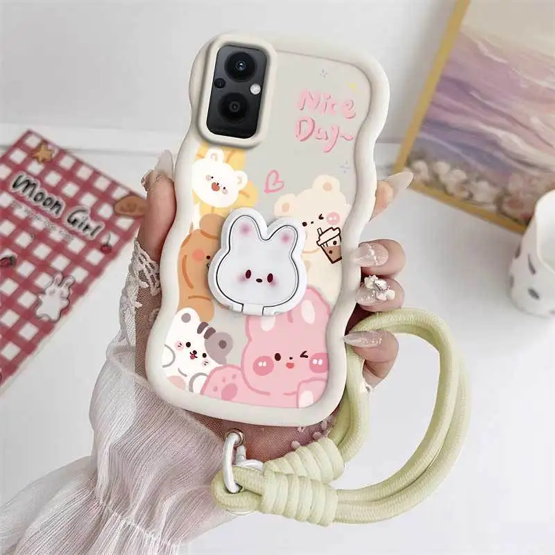 Curious Animals Phone Case Set with Lanyard and Rabbit Stand