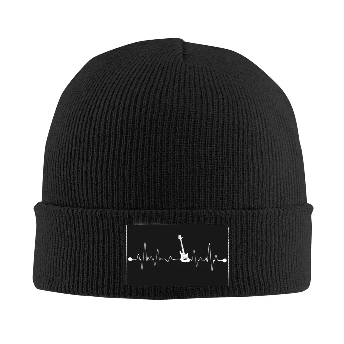 

Bass Guitar Heartbeat Musician Stretch Winter Warm Knit Skull Hat Women's Beanie Cap Cuff Beanie Hat Thick Slouchy Skull Hat