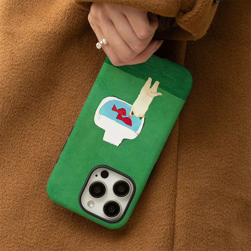 Cartoon Cat Protective Phone Case with 2-in-1 Film Shell