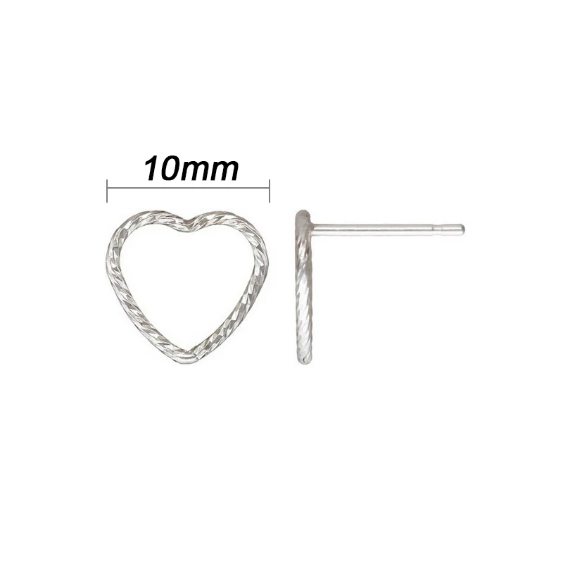 925 Sterling Silber Glatte/Glitzernde Herz-Ohrstecker Schleifenohrring-Komponenten Großhandel Schmuckzubehör – Detail 9