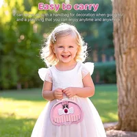 1set Colorful Girls' Pretend Makeup Toy Set - Pink and White Plastic Makeup Case with Mirror, Brushes, and Accessories. 2