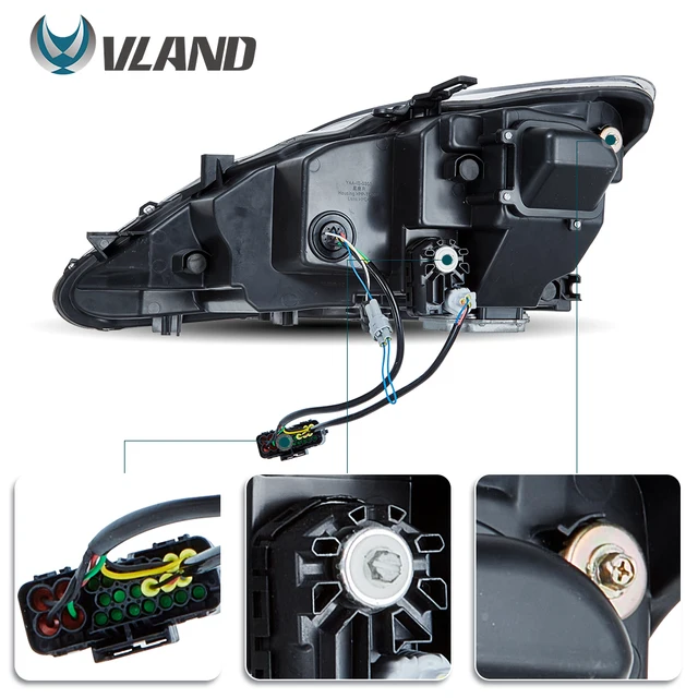VLAND Car LED Headlights Assembly for Lexus IS250 IS350 C ISF 2006-2013 bule DRL Auto Styling Front Lamps Accessories Lights 2