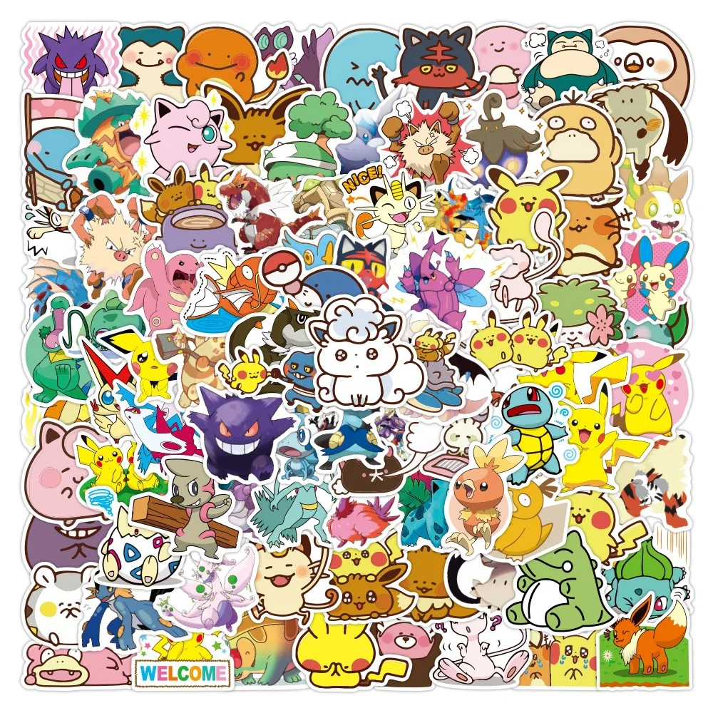 10/30/50/100pcs Cute Pokemon Cartoon Stickers DIY Car Guitar Laptop Phone  Squirtle Pikachu Anime Decal Kawaii Kids Sticker Toys - AliExpress