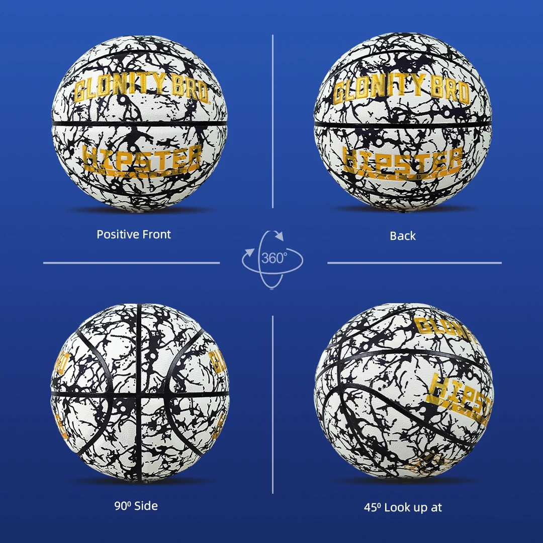 Night Glowing Basketball – Size 7 Luminous PU Leather Ball for Indoor & Outdoor Play, Wear-Resistant Noctilucent Basketball (White) 2