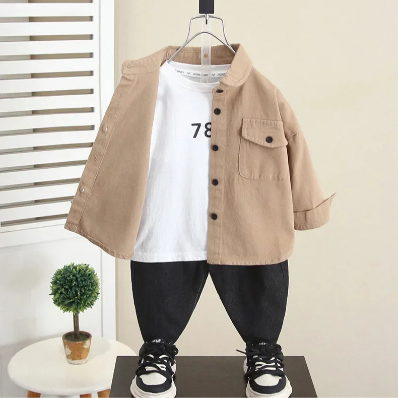 Stylish Thin Long Sleeve Autumn Jacket for Boys Baby Trendy Shirt Cute Children's Wear Spring Autumn Male Toddler