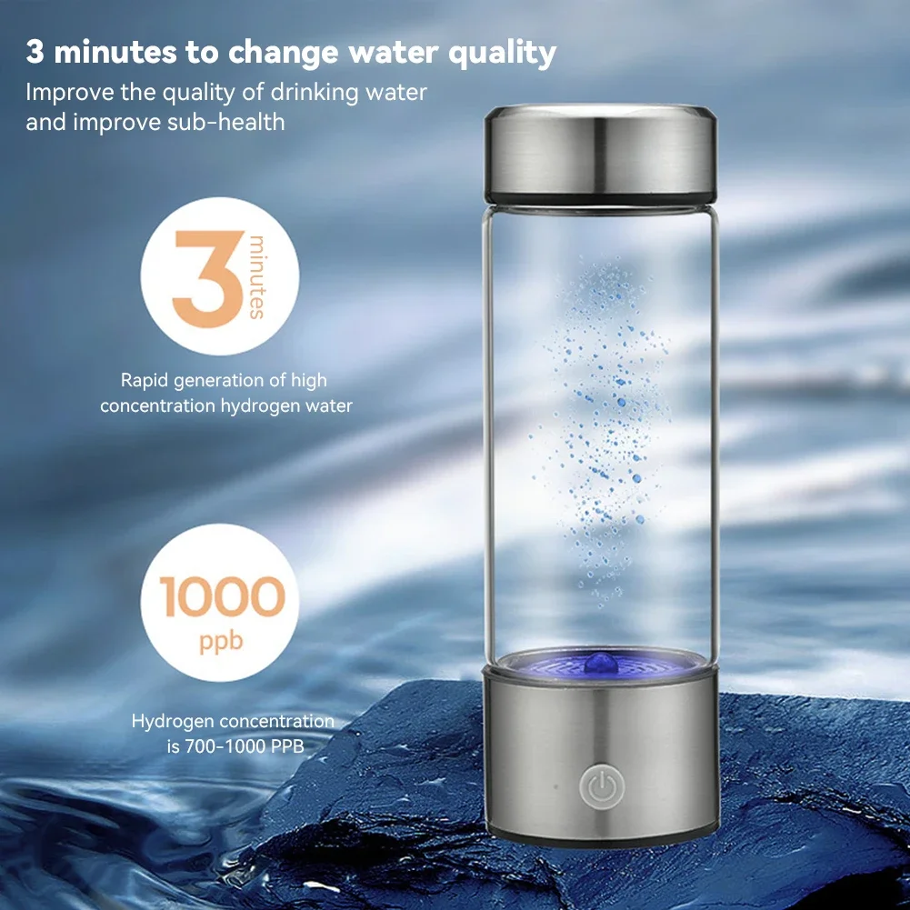 Alkaline Hydrogen Water Ionizer Bottle - USB Rechargeable Antioxidant Generator
