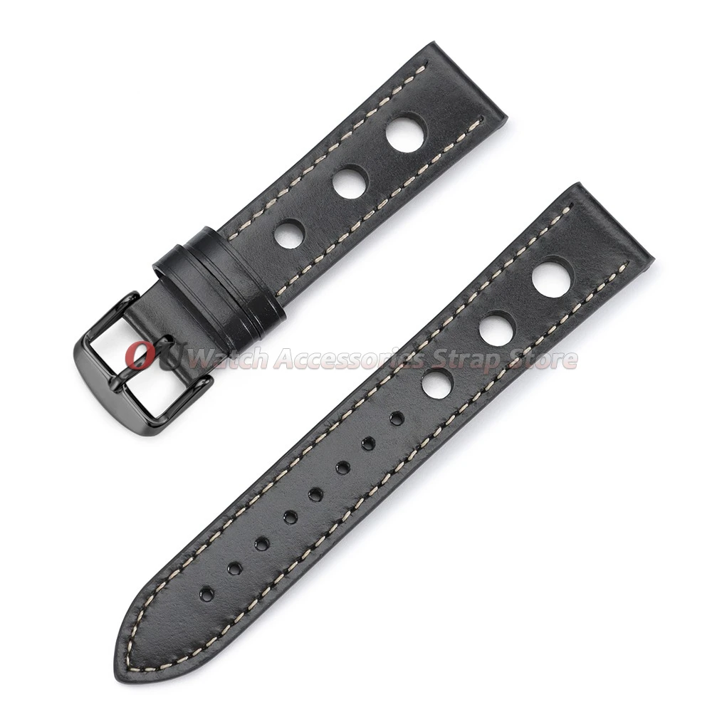 Vintage Leather Breathable Watch Strap - 20mm/22mm Cowhide Sport Bracelet