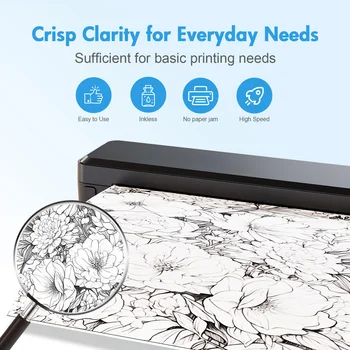 Portable Printers Wireless Inkless Thermal A4 Label Maker US Letter/A4/A5/B5 Android iOS Phone & Laptop For Travel Office School 4