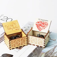 Wooden Hand Cranked Music Box, Can't Help Falling in Love Theme, Valentine's Day Gift for Lovers, Birthday Present for Girlfrien 1