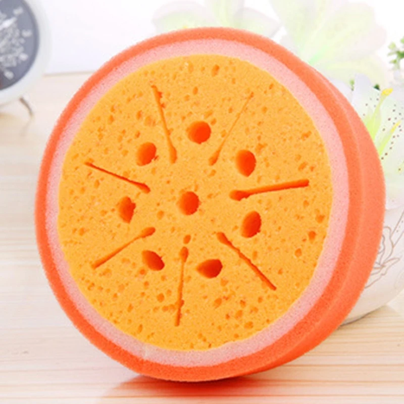 Cute Fruit Shape Bath Sponge Soft Shower Brush Dead Skin Removal Bathroom Body Scrubber Exfoliating Cleaner 1Pc