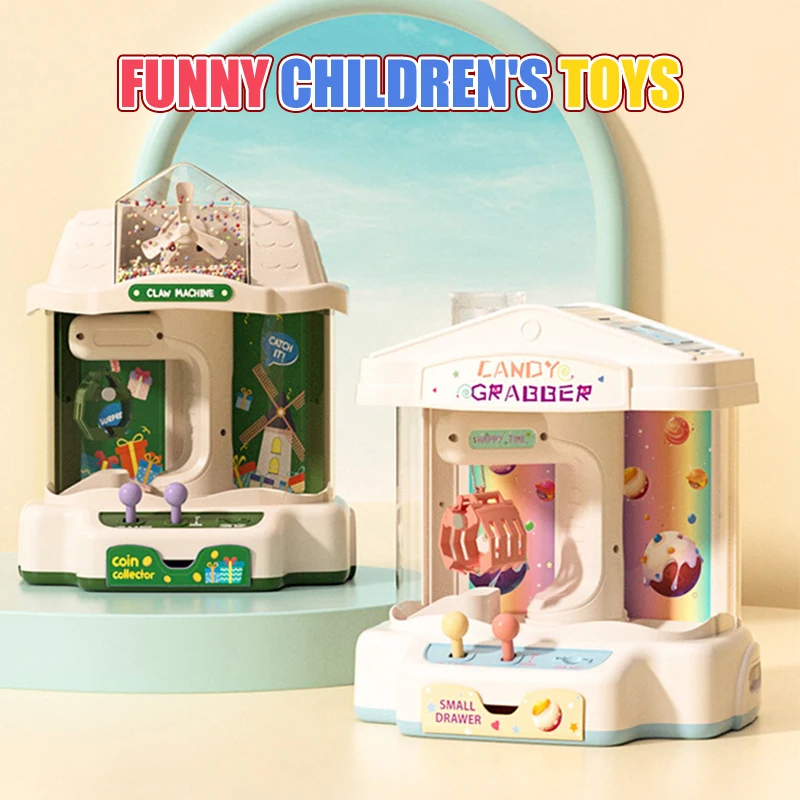 Kids Claw Machine Toy Stuffed Doll Gachapon Game Currency With Music Luminous 31CM Mini Arcade Machine For Children Gifts 4